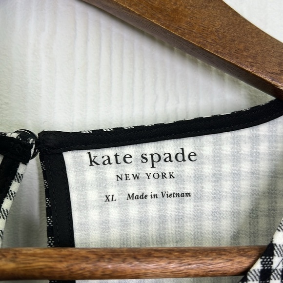 Kate Spade - NWT Jazzy Gingham Scalloped Ponte Short Sleeve Top Size XL - Picture 9 of 14